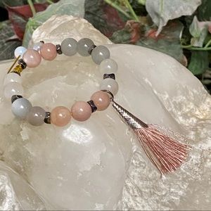 Moonstone adjustable Bracelet with Tassel